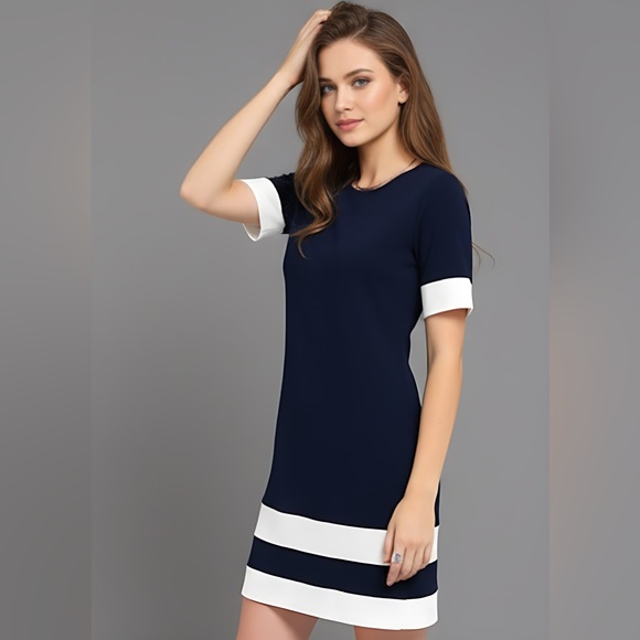 Navy Striped Shift Dress - Picture 2 of 6